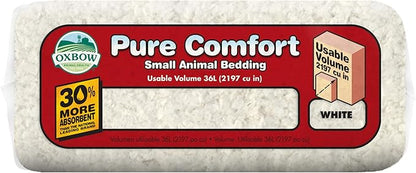 Oxbow Pure Comfort Small Animal Bedding, Odor & Moisture Absorbent Litter for Bunny Litter Box, Low Dust Bedding for Guinea Pig Cage, White Paper, 36 Liter Bag