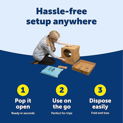 PetSafe Disposable Litter Box with Litter - Collapsible No-Mess Box with Reliable Leak-Proof Protection & Superior Odor Control - Includes 4.3 lb Bag Crystal Pebbles & 8 Disposable Scoops