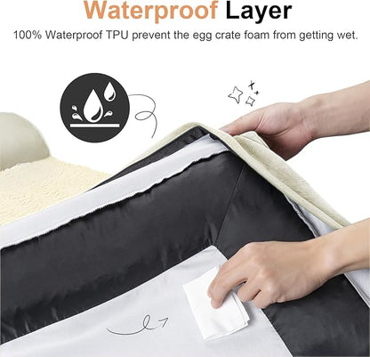 Large Dog Bed Orthopedic Washable: Beds Bolster XL Bed Large Big Dogs Egg Crate Foam Couch Sofa Waterproof with Removable Cover - Beige