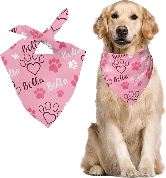 Custom Pet Scarf Personalized Dog Bandana with Name Personalized Add Your Text Bibs Triangle Head Scarfs Gift for Small Medium Large Dogs Cats Baby Puppy Pets Accessories