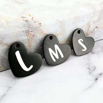Ultra Joys Dog ID Tag, Custom Dog Tag Personalized Cat Tag, Pet ID Tag, Brushed Stainless Steel Heart Cat Tags Pet Tags Heart Dog Tag Black Medium