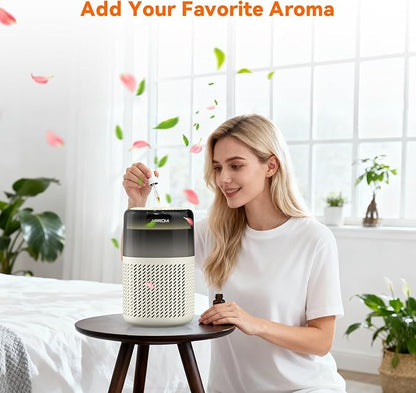 AIRROMI HEPA Air Purifier for Bedroom&Home,Pet Air Purifier for Home Pets,Removes Pet Odor,Cat Litter Smell,Dust,Smoke&Allergies,Quiet Room Air Purifier with Scents,360°Air Cleaner,A2005 Yellow