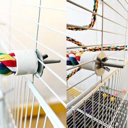 24-Inch Bird Rope Perch (0.8'' Diameter) + 2 Volcanic Stone Bird Stands - Beak & Claw Care for Small/Medium Birds, Natural & Stable Birds Perch