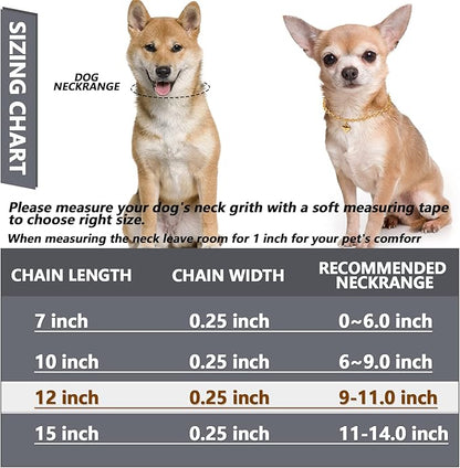 HOWWFALY Dog Collar and Cat Chain Necklace Stainless Steel Adjustable 18K Gold Heart-Shaped Necklace for Small Pets Cats Kitten Puppy (Gold, 12 inch)