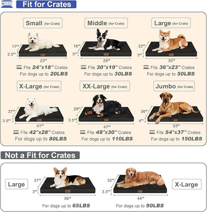 Large Comfy Washable Dog Bed, Orthopedic Egg Crate Foam Dog Crate Mat for Large Dogs with Removable Cover, 41x27 Inch, Black