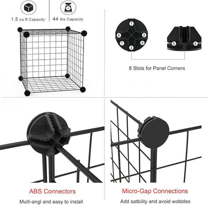 LANGXUN 16pcs Small Animal Playpen with Waterproof Mat, Pet Playpen, Rabbit Guinea Pig Cages, Puppy Kitten Playpen | Indoor & Outdoor Portable Metal Wire Yard Fence 13"x13"