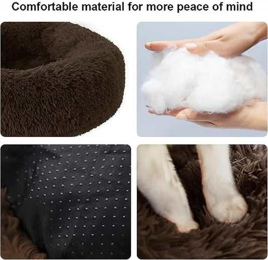 Dog Bed for Small Medium Large Dogs, 20 inch Calming Dogs Bed, Washable-Round Cozy Soft Pet Bed for Puppy and Kitten with Slip-Resistant Bottom
