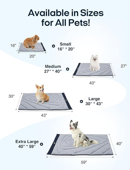 ZonLi Dog Cooling Mat, 20" x 16"Small, Waterproof Cooling Pad for Cats & Rabbits, Portable & Durable Pet Mat for Crate, Trunk, Camping, Outdoors, Machine Washable, Tidal Blue
