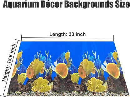 Aquarium Background Seabed Coral Rock Water Plants Fish Tank Backdrop 10 20 Gallon Fish Tank Background for Aquarium