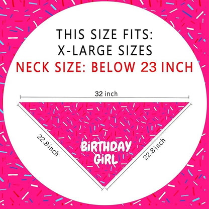 Birthday Girl Dog Bandanas 1 Pack, Pink Dog Scarfs for Puppy, Pet Scarves HBD Bandanas for Small Medium Large Dogs (Birthday Girl, X-Large)