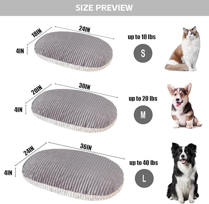 Patas Lague Reversible Orthopedic XL Dog Bed for Large Dogs 36''x24'', Memory Foam Supportive Therapy Fillings Deep Sleep Pet Beds with Removable Cover Soft Warm Washable Cat Cuddler Bed Grey