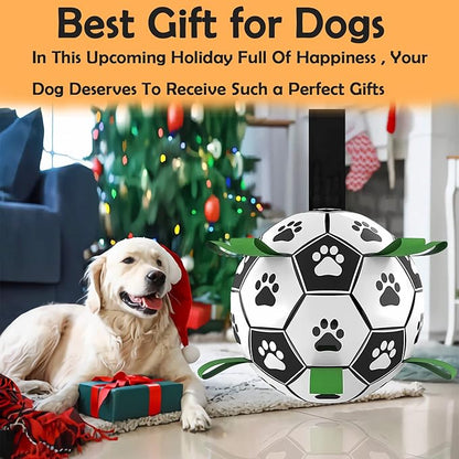 Dog Soccer Ball, Interactive Toys for Tug of War, Puppy Birthday Gifts, Tug Toy, Water Toy, World Cup Durable Balls for Small & Medium Size (6 inch)