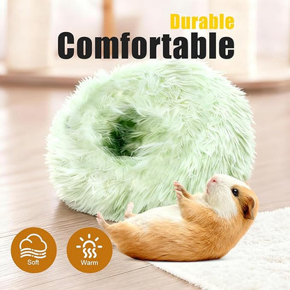 Guinea Pigs Bed Small Animal Bedding Donut-Shaped Burrowing Pet Bed Soft and Warm Hideaway with Spandex and Fleece Bottoms Cozy Carrier, Cage Accessories