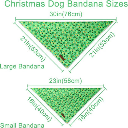 St. Patrick's Day Dog/Cat Kerchief, Shamrock Triangle Bid Scarf for Small/Medium Pets, Cotton Green Bandana for Girl/Boy Dogs or Cats