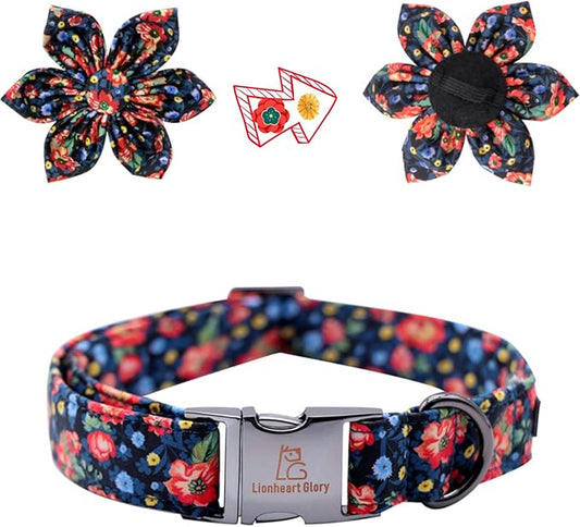 Lionheart Glory Cute Floral Pattern Pet Collar - Adjustable for X-Large Dogs