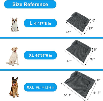 Wn's Day Luxurious Dog Couch Bed, Washable Calming Dog Couch Cover, Removable Couch Protector for Dogs, Waterproof Sofa Bed, Pet Bed Mats for Couch, Pet Couch Covers for Sofa(Grey, XXL)