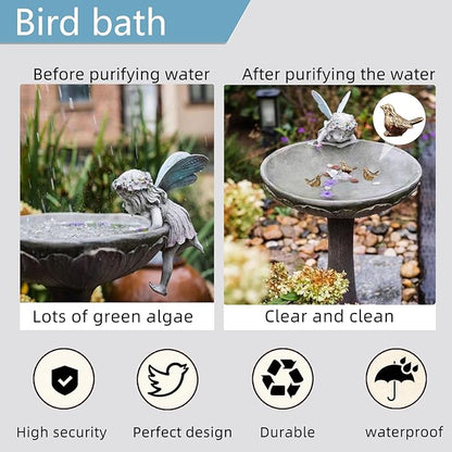 5 Pcs Mini Brass Bird Shape Copper Bath Disk Birdbath Cleaner Purification Physical, All-Season Safe Clean Water Solution, Fit for Outside Birdbaths, Outdoors Bowl, Garden Decor
