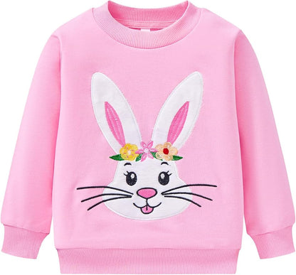Toddler Baby Girls Cotton Sweater, Long Sleeve Crewneck Sweatshirt Pullover Kids Warm Clothing for Fall Winter