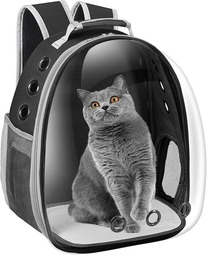 Cat Carrier Backpack, Pet Carrier Backpack Front Pack for Small Medium Cat Puppy Dog Carrier Backpack Bag Space Capsule, Pet Carrier for Travel Hiking Walking Camping (Black)
