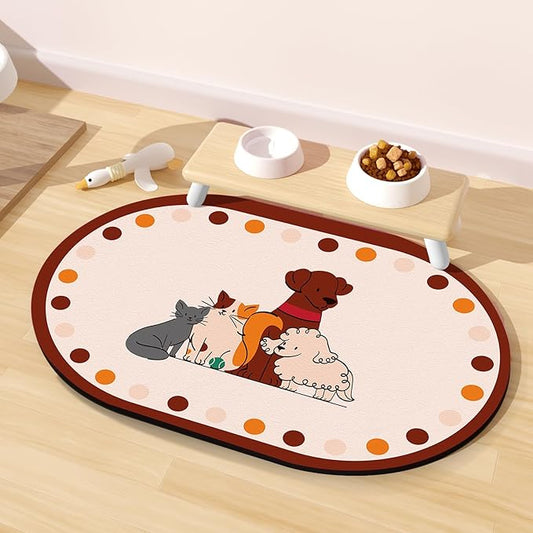 Dog Food Mat 20''x12'', Small Pet Feeding Mat, Non-Slip Rubber Pet Food Mat, Absorbent Cat Dog Water Bowl Mat for Messy Drinkers, Dog Bowl Placemat for Food and Water, Cat Dog