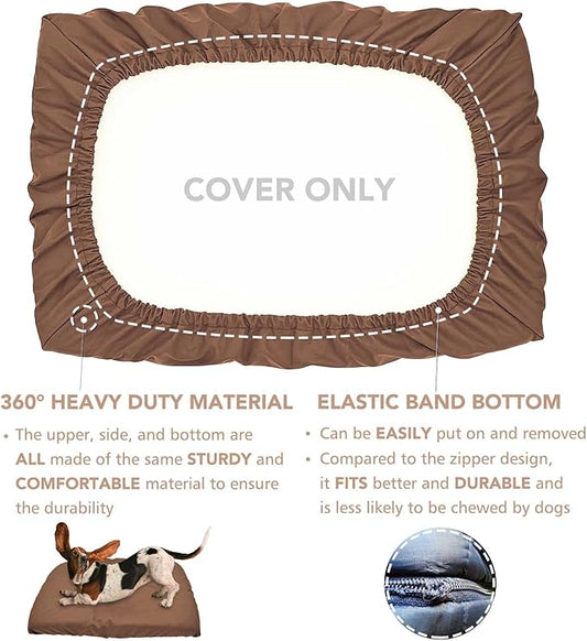 Dog Bed Cover Waterproof Replacement Machine Washable Covers for Dog Bed Heavy Duty Scratch Resistant Mattress Protector Pet Bed 54x44 Inch Brown Cover Only