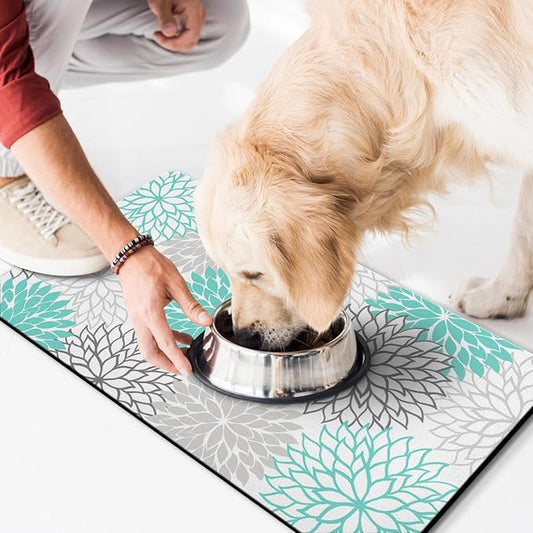 Pet Feeding Mat for Floors Waterproof Dog Mat for Food and Water Absorbent Quick Dry Non Slip mat for Cat Bowls