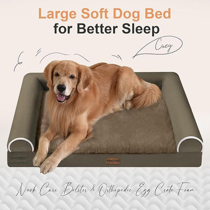 Small Dog Bed Orthopedic Washable: Beds Bolster Small Sized Dogs Bed Egg Crate Foam Couch Sofa Waterproof with Removable Cover - Brown