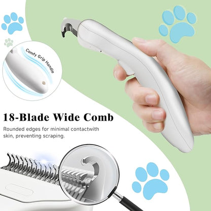 Pet Steam Brush for Dog & Cat – shower bath brush – Steam for Shedding & Grooming Water Brush for Long & Short Haired Pets Spritz Defur Comb 3-in-1 Spray Hair Removal Comb Includes 1*Waterless Shampoo