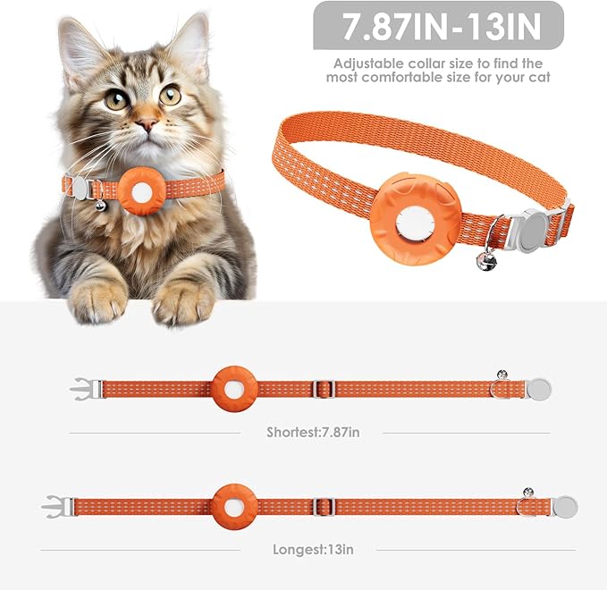 Cat Tracker, MINI GPS Tracker for Cats, Compatible with Apple Find My App(Only iOS), No Monthly Fee, Real-Time Tracking, Smart Alerts, Up to 1-Year Battery
