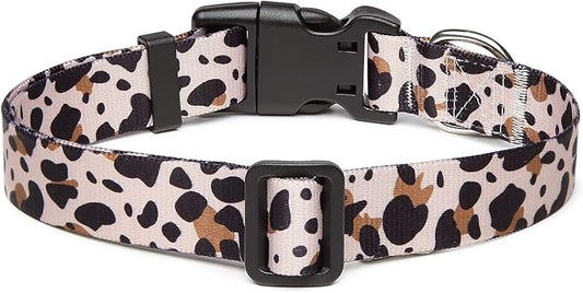 Mercano Adjustable Dog Collar - Special Design Patterns, Soft Nylon Comfortable Durable Pet Collar for Small Medium Large Dogs (S, Leopard)