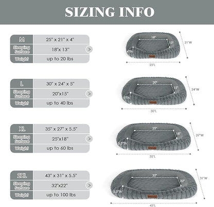 Cute Washable Dog Bed for Small Dogs -Soft Plush Calming Puppy & Cat Bed with Anti-Slip Bottom, Rectangle Anti-Anxiety Puppy Kennel Bed with Handle, 25" x 21" x 4",Grey