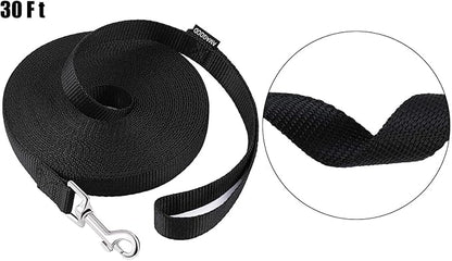 Dog Leashes,Long Dog Leashes for Puppy Training,15FT 20FT 30FT 50FT 100 FT Long Puppy Lead for Large Medium Small Dogs Outside Walking, Playing(30 feet, Black)