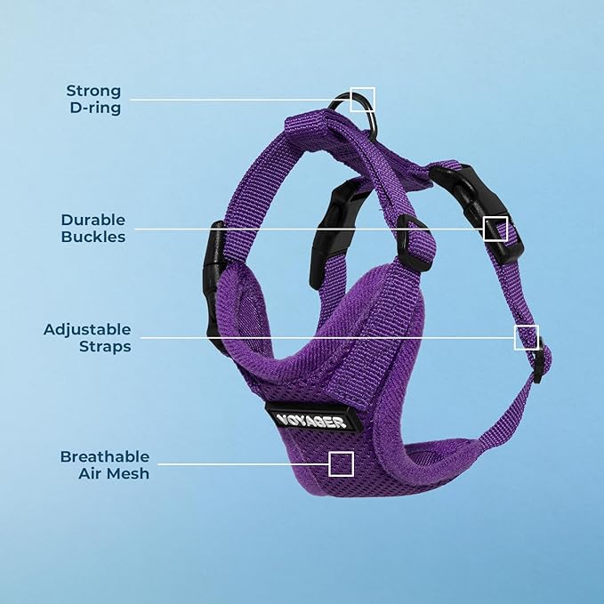 Voyager Step-in Pet Harness - All Weather Mesh, Adjustable Step in Harness for Cats and Dogs by Best Pet Supplies - Purple, XS