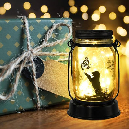 kyoryuger Dog Solar Lanterns Retriever Dog Solar Lights Golden Retriever Gifts for Women Men Dog Lovers Gifts Decorative Hanging Dog Lanterns with Stake for Yard Garden Decor Outdoor Dog Light