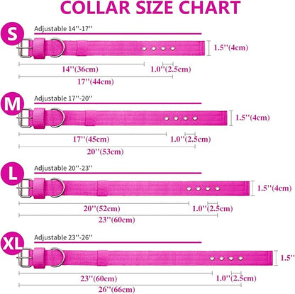 Heavy Duty Tactical Dog Collar - 1.5" Width Military Durable Thick Nylon with Adjustable Metal D Ring & Buckle Working Training K9 Collar for Medium Large Dogs (S(14"-17"), Hot Pink)