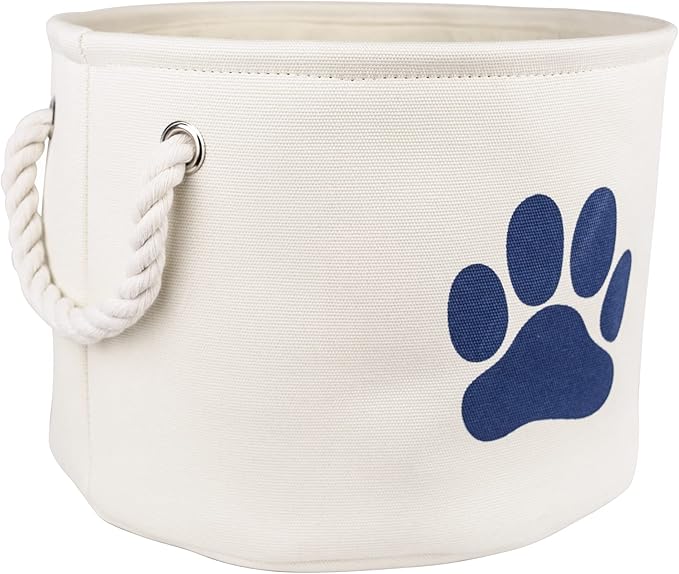 Bone Dry Pet Storage Collection Collapsible Bin, Medium Round, Off-White
