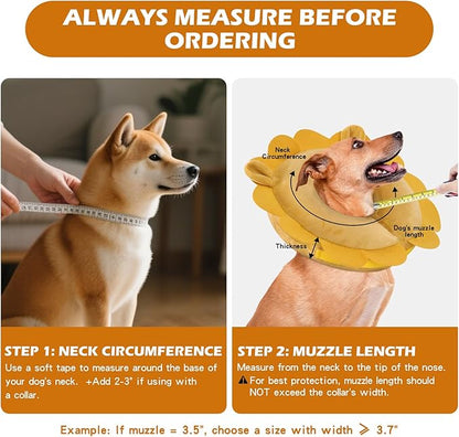 IEUUMLER Inflatable Recovery Dog Collar, Protective Donut Cone, Adjustable Soft Collar for Dog and Cat After Surgery Prevent from Biting & Scratching EU002 - Grey Demon XL