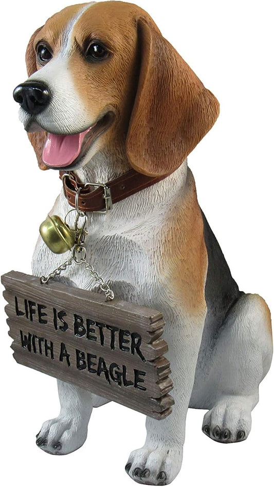 DWK Front Porch Dog Outdoor Welcome Sign Decorative Statue | Cute Dog Welcome Sign for Front Porch Standing | Decorative Garden Statues - Beagle