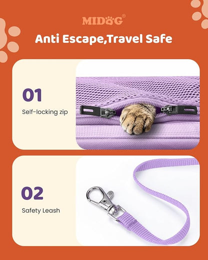 MIDOG Cat Carrier Soft for Small to Medium-Sized Cats,Up to 25 Lbs, TSA Airline Approved Soft Sided Pet Carrier