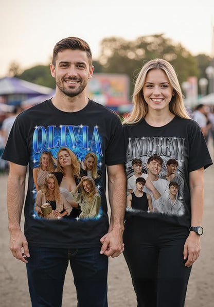 Custom Bootleg Rap Shirt with Photo Text, Vintage Custom Picture Shirt for Girlfriend, Boyfriend, Dad, Mom, Pet Lover Friend