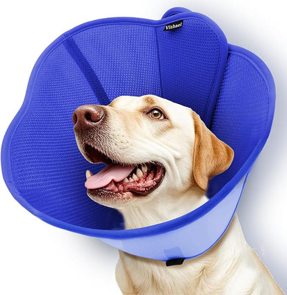 Upgraded Dog Cone Collar for Large Medium Dogs, Soft Dog Cone with Double-Layer Design, Adjustable Pet Recovery Collar for Dogs After Surgery, Elizabethan Collar (XXL, Blue)