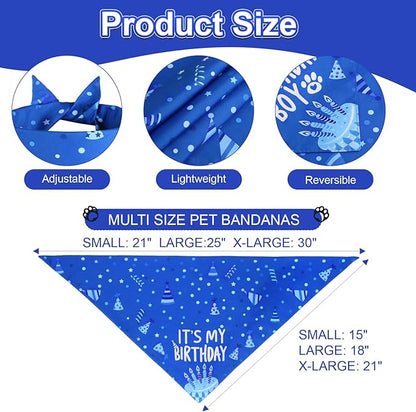 Dog Birthday Party Supplies, Blue Dog Birthday Set with Hat Bandana Numbers for XLarge Large Boy Pets Puppy