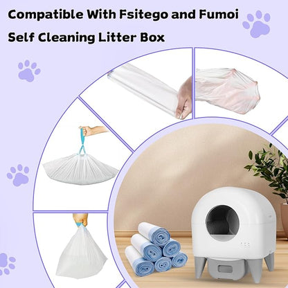 120 Count 26" x 11.8" Cat Litter Box Liners for Fsitego and Fumoi Self Cleaning Litter Box, Extra Thick Heavy Duty Cat Litter Bags Replacement, 3-4 Gallons of Capacity