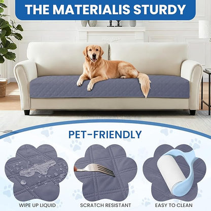 Waterproof Dog Bed Cover, Non-Slip Dog Blanket for Couch, Couch Covers for Dogs Washable, Pet Blanket for Furniture, Pet Bed Mat for Sofa, Car, Pet Supplies (82x102 Inch, Grey Blue)