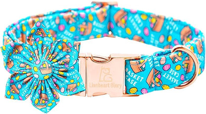 Lionheart glory Easter Day Dog Collar with Flower Dog Collar for Small Dogs, Easter Egg Dogs Collars Colorful Spring Collars Flowers Puppy
