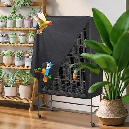 Bird Cage Cover, Large Bird Cage Covers for Night, Waterproof Parrot Cage Protector Covers, Good Night birdcages Covers for Parrot House, Black, 4 Sizes