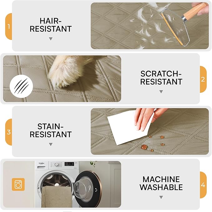 Luciphia 100% Waterproof Couch Cover Blanket for Dogs Anti-Slip Pet Couch Protector Sofa Mat Puppy Cat Blanket with Non-Slip Bottom, Taupe White, 40x50 Inch