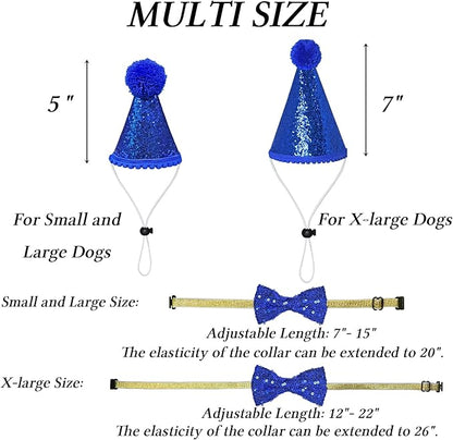 STMK Dog Birthday Decorations, Multi Sizes Dog Birthday Hat Dog Birthday Bandana Boy Bow Tie Birthday Numbers It’s My Bday Mother Puppers Banner for Medium Large Dogs Pets (Large, Blue)