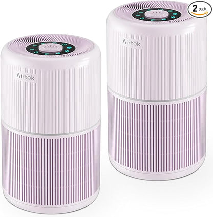 2 Pack Air Purifier for Home Bedroom with H13 True HEPA Filter for Smoke, Smokers, Dust, Odors, Pollen, Pet Dander | Quiet 99.9% Removal to 0.1 Microns | Purple Available for California