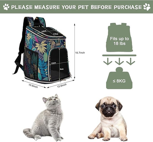 BAGLHER Cat Backpack Carrier, Mesh Pet Cat Carrier for Medium Small Dog Cat Puppy Kitten Bunny up to 18lbs, Dog Travel Backpack for Picnic Hiking Walking Cycling